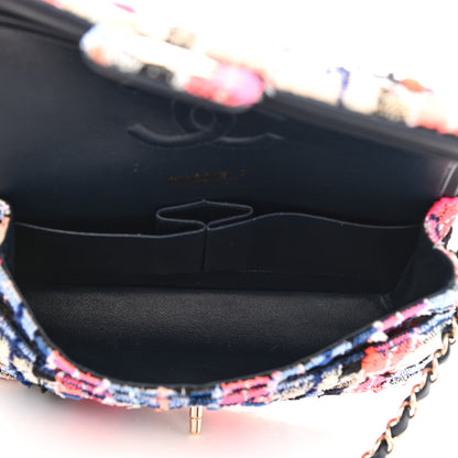 Chanel Tweed Quilted Medium Double Flap Blue Orange Yellow 4 of 9