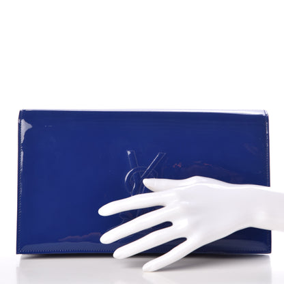 Saint Laurent Patent Calfskin Monogram Large Belle De Jour Clutch Royal Blue 2 of 8