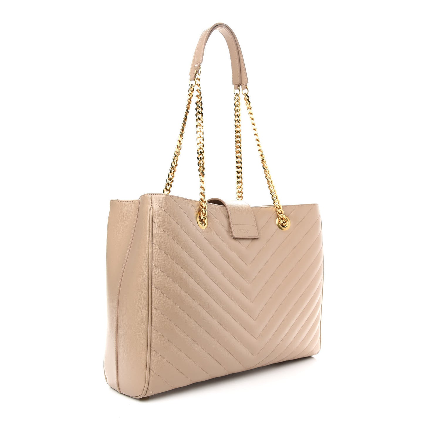 Grain De Poudre Matelasse Chevron Monogram Shopping Bag Nude Powder