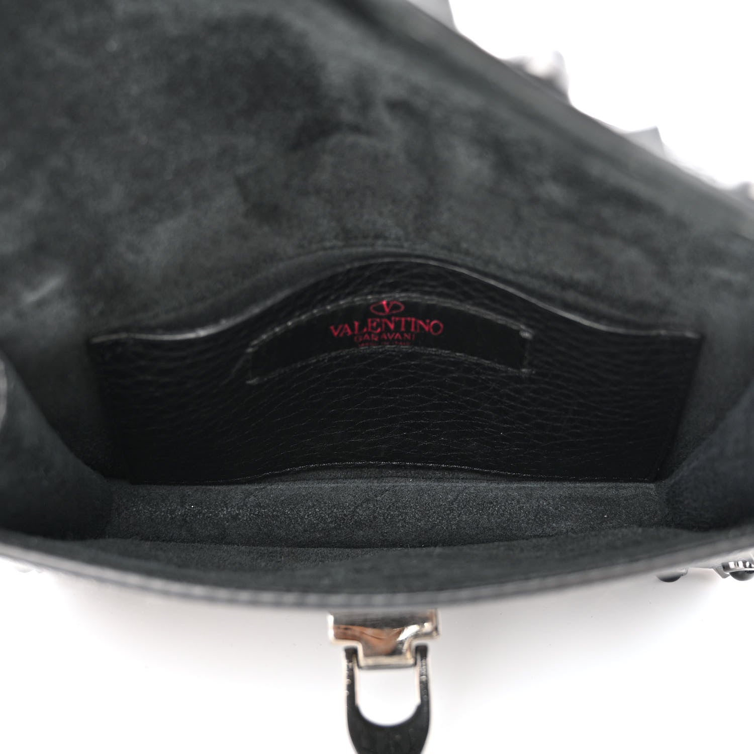 Valentino Garavani Calfskin Small Guitar Strap Rockstud Rolling Shoulder Flap Bag Black 5 of 13