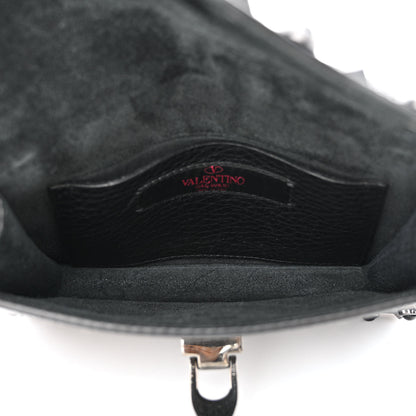 Valentino Garavani Calfskin Small Guitar Strap Rockstud Rolling Shoulder Flap Bag Black 5 of 13