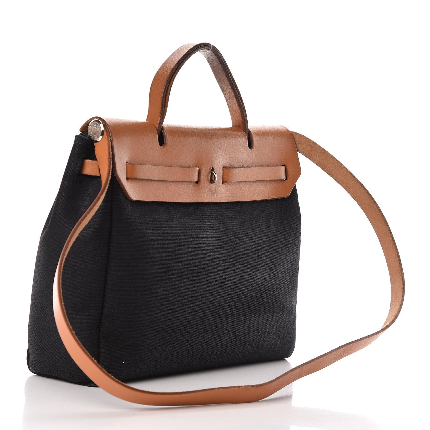 Hermes Toile Vache Calfskin Herbag PM 30 Black Natural 4 of 23