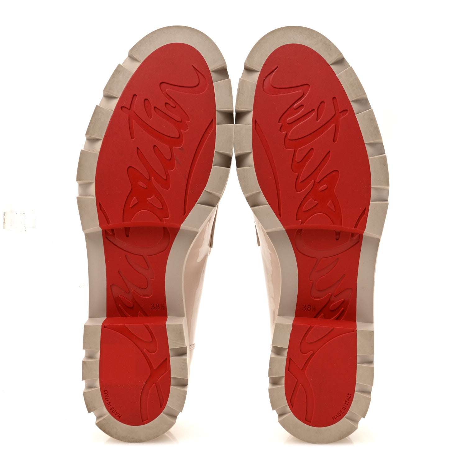 Christian Louboutin Patent Womens CL Moc Lug Flat Loafers 38.5 Leche 6 of 8