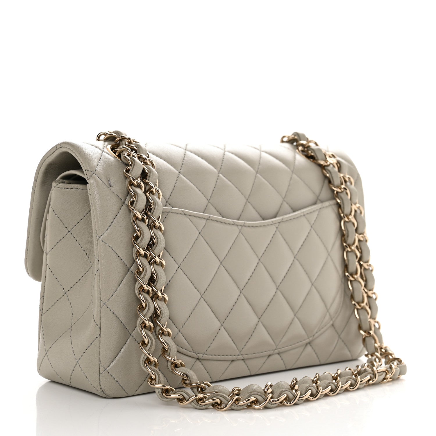 Chanel Lambskin Quilted Small Double Flap Light Grey 2 of 12