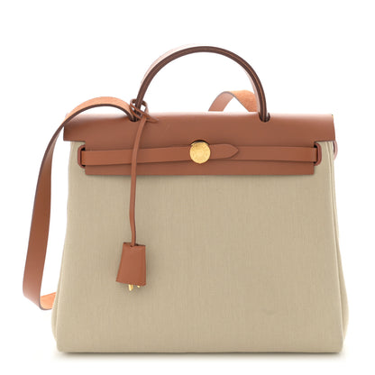 Hermes Vache Hunter Toile Herbag Zip 31 PM Trench Gold 1 of 15