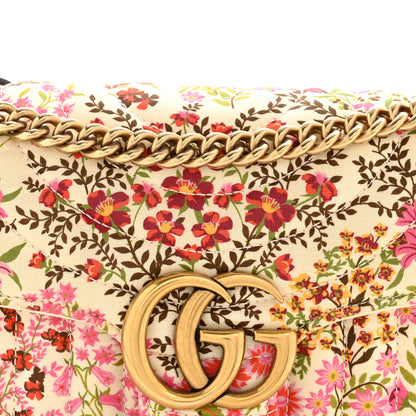 Gucci Cotton Calfskin Matelasse Floral Print Small GG Marmont Shoulder Bag Ivory Pink 7 of 10