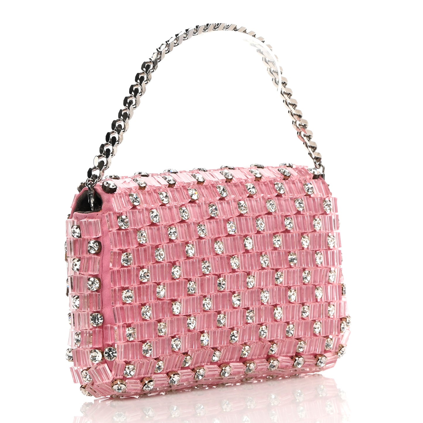 Crystal Beaded Monster Baguette Belt Bag Pink