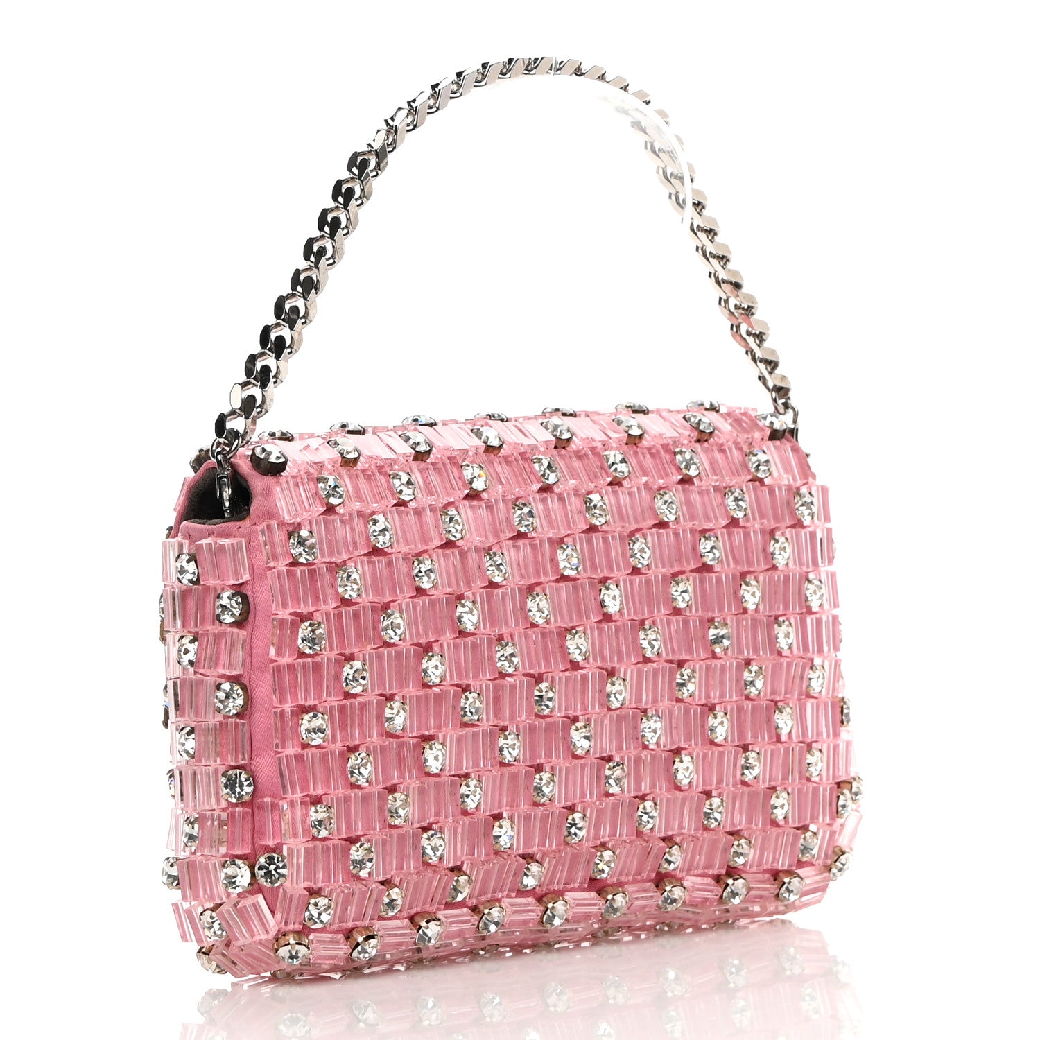 Fendi Crystal Beaded Monster Baguette Belt Bag Pink 3 of 11