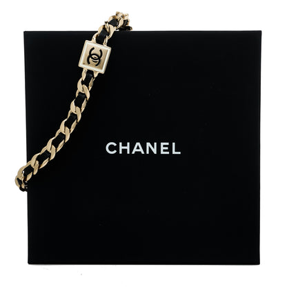 Chanel Metal Lambskin CC Square Choker Gold Black White 5 of 5