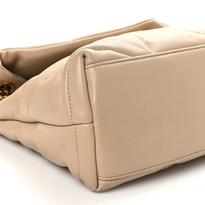 Saint Laurent Lambskin Quilted Small Loulou Puffer Monogram Chain Satchel Dark Beige 9 of 10