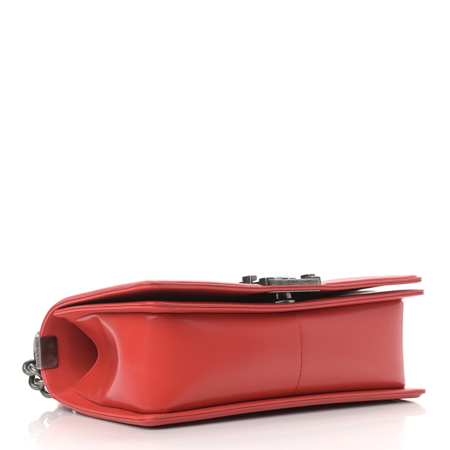 Glazed Calfskin Medium Boy Flap Red