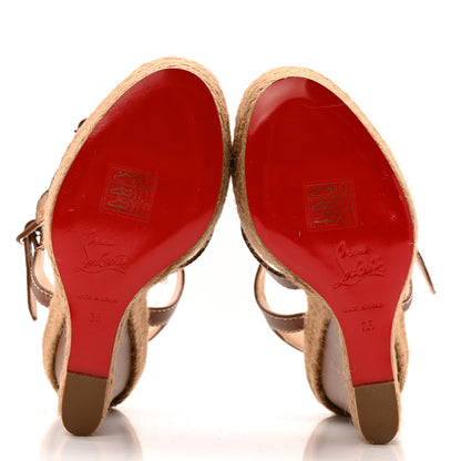 Christian Louboutin Calfskin Rope Zero Problem 140 Espadrille Wedges 35 Brown 6 of 10