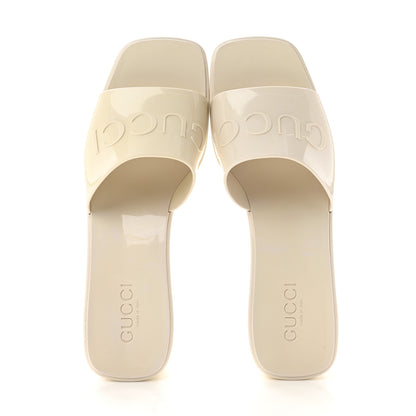 Gucci Rubber Gucci Logo Womens Platform 20/60mm Slide Sandals 40 Mystic White 2 of 10