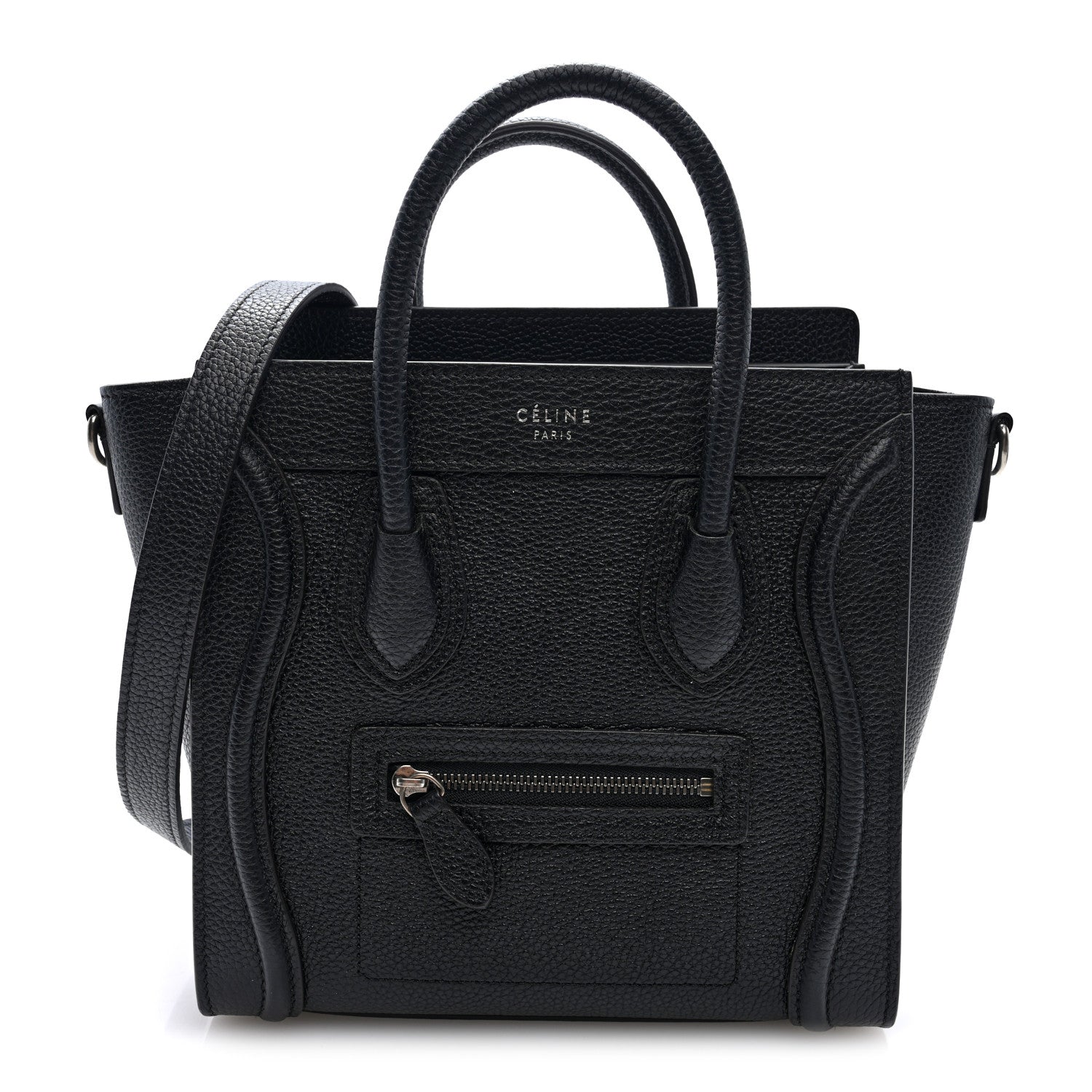 Celine Drummed Calfskin Nano Luggage Black 1 of 8