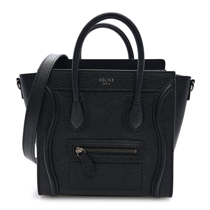 Celine Drummed Calfskin Nano Luggage Black 1 of 8