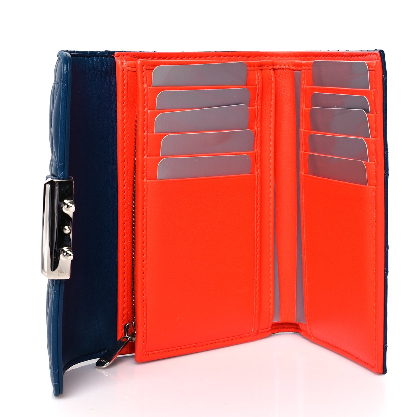 Lambskin Cannage Miss Dior Explorateur Compact Wallet Navy