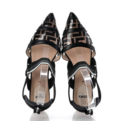 Fendi PVC Calfskin FF Colibri Slingback Ballerina Flats 38.5 Tobacco Moro Black Militare 2 of 8
