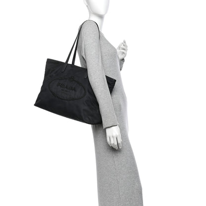 Prada Tessuto Nylon Logo Tote Black 2 of 12