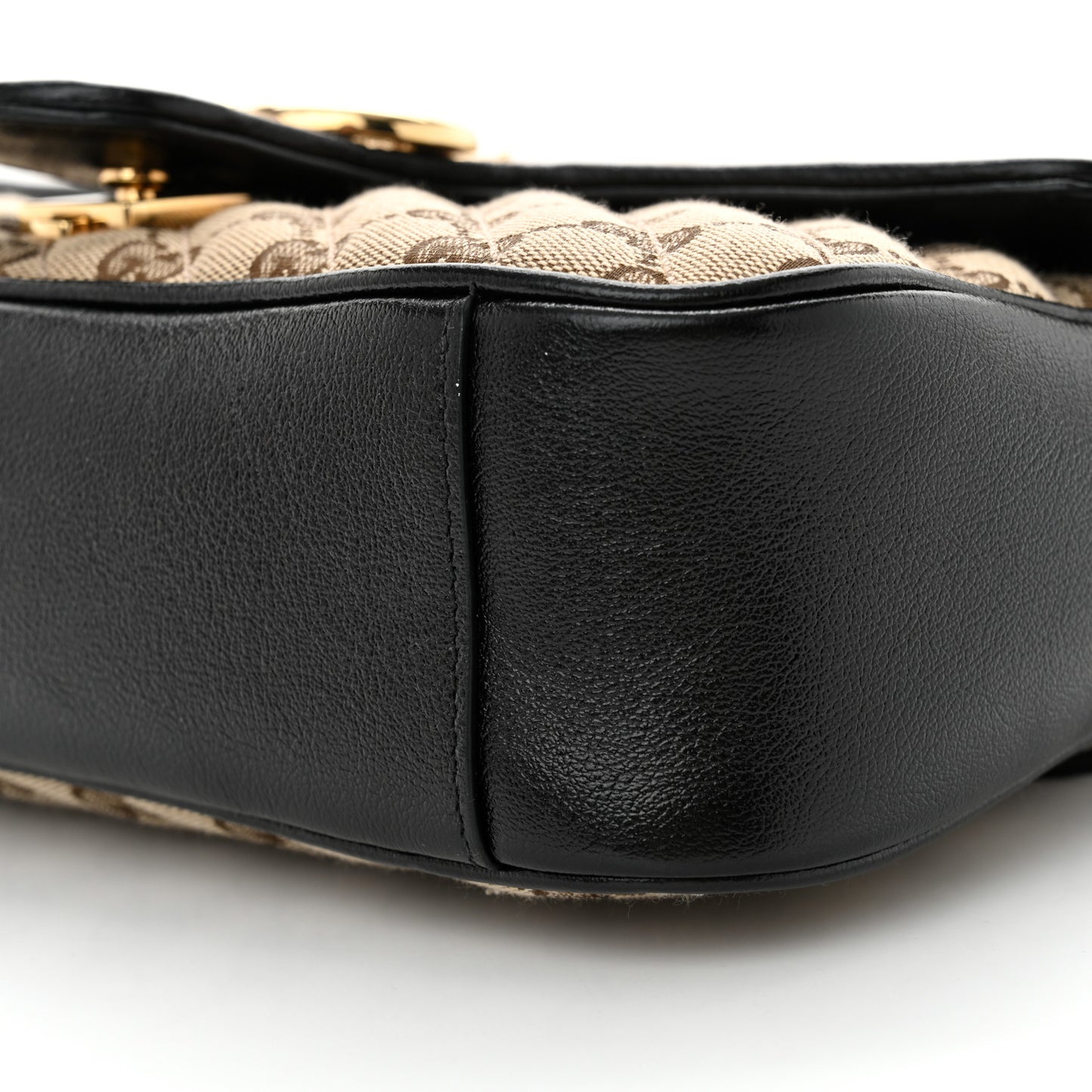 Monogram Matelasse Diagonal Small GG Marmont Shoulder Bag Beige Black