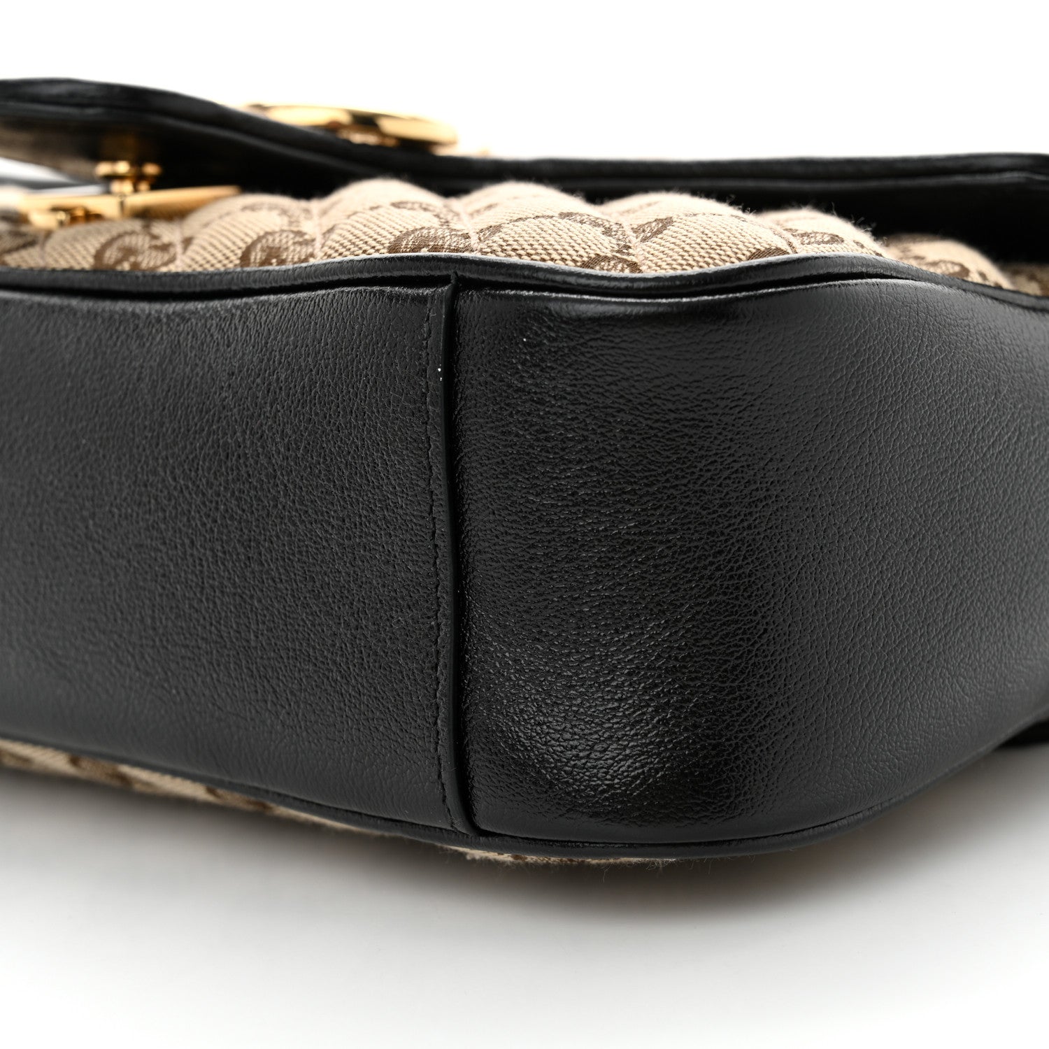 Gucci Monogram Matelasse Diagonal Small GG Marmont Shoulder Bag Beige Black 10 of 10