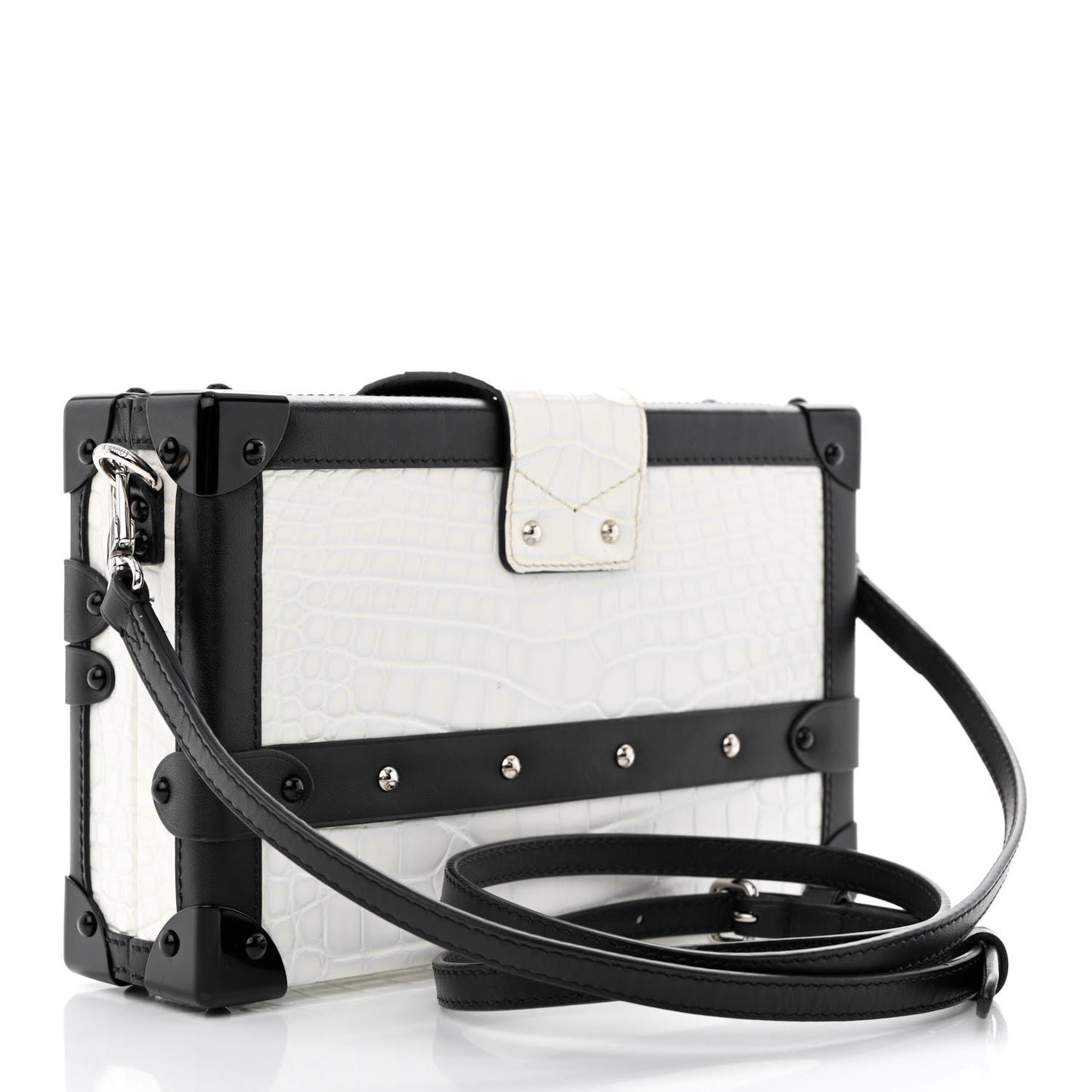 Alligator Petite Malle White Black