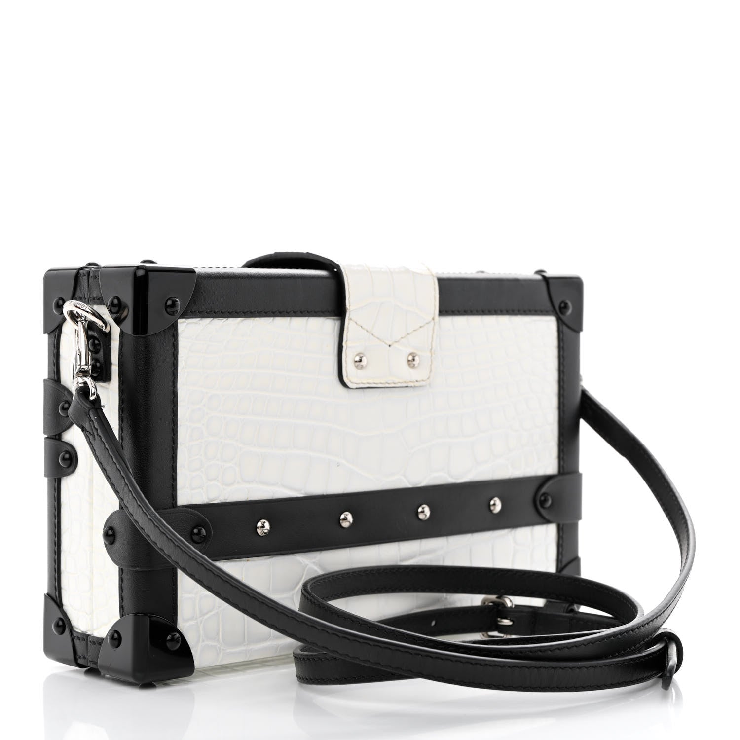 Louis Vuitton Alligator Petite Malle White Black 3 of 11