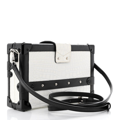 Louis Vuitton Alligator Petite Malle White Black 3 of 11