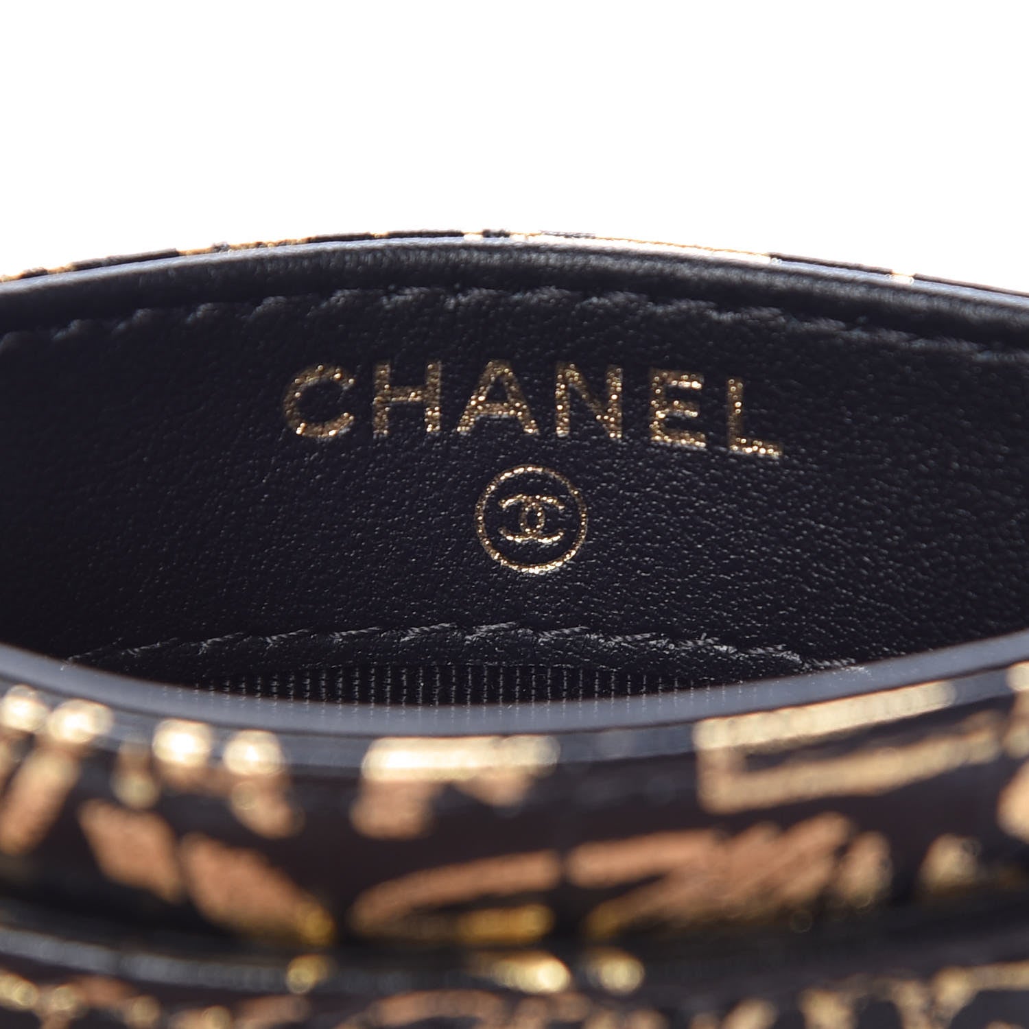 Chanel Calfskin Crocodile Embossed Graffiti 2.55 Cocodile Reissue Card Holder Black Gold 6 of 9