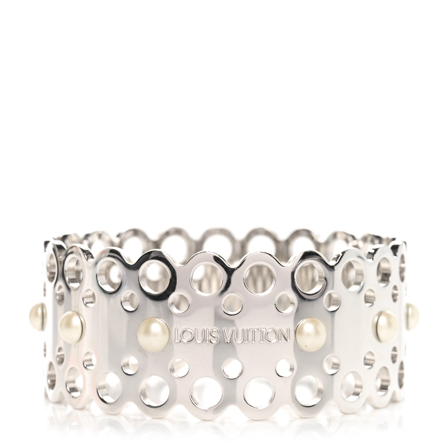 Louis Vuitton Metal Pearl Hide and Seek Bracelet S Silver 1 of 4