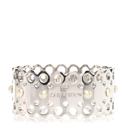 Louis Vuitton Metal Pearl Hide and Seek Bracelet S Silver 1 of 4