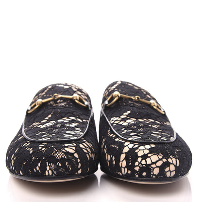Gucci Lace Malaga Kid Womens Princetown Slippers 38.5 Black Skin Rose 2 of 11