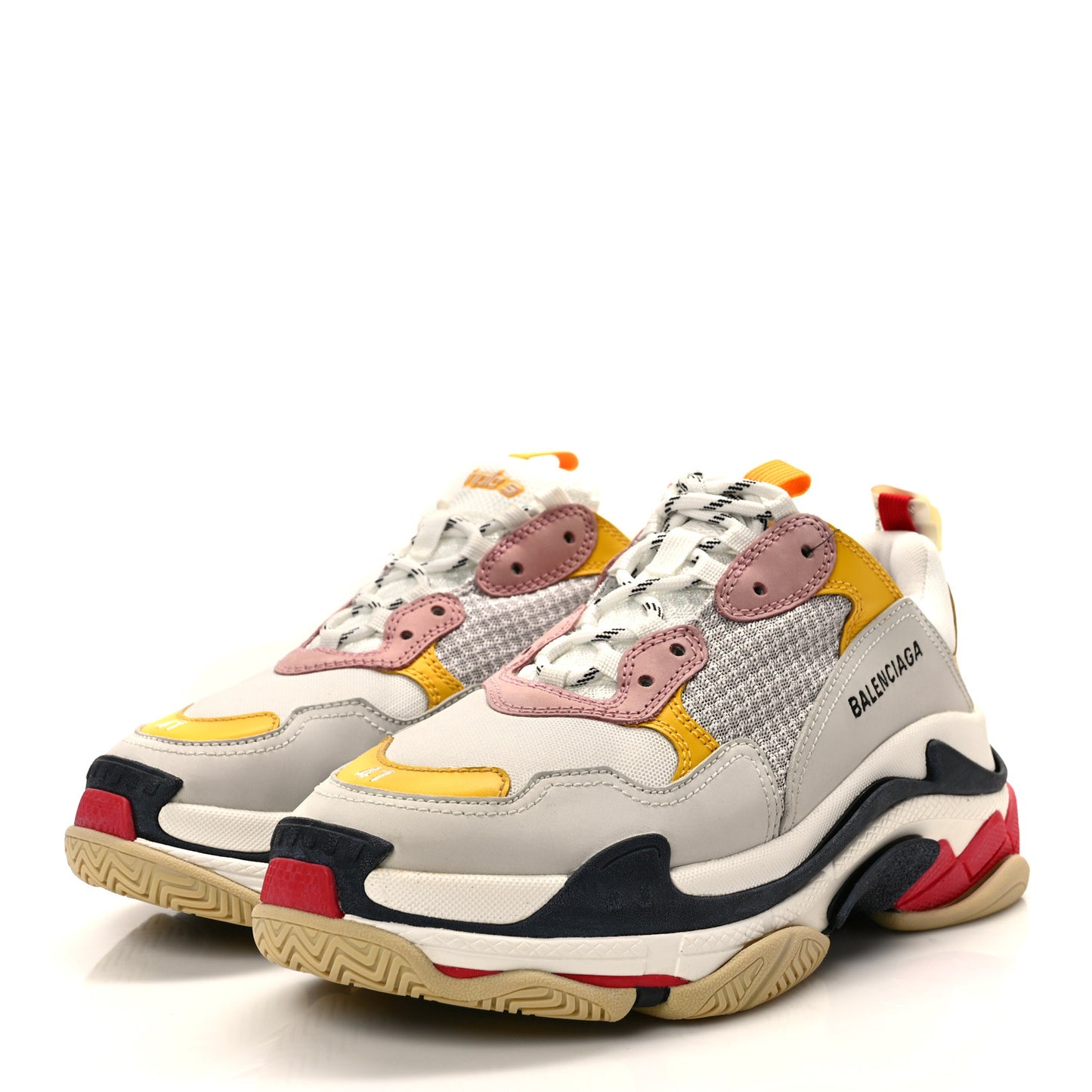 Mesh Nubuck Womens Triple S Sneakers 41 White Gris Jaune Rose