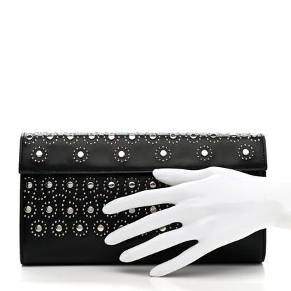 Alaia Calfskin Studded Foldover Clutch Black 2 of 13