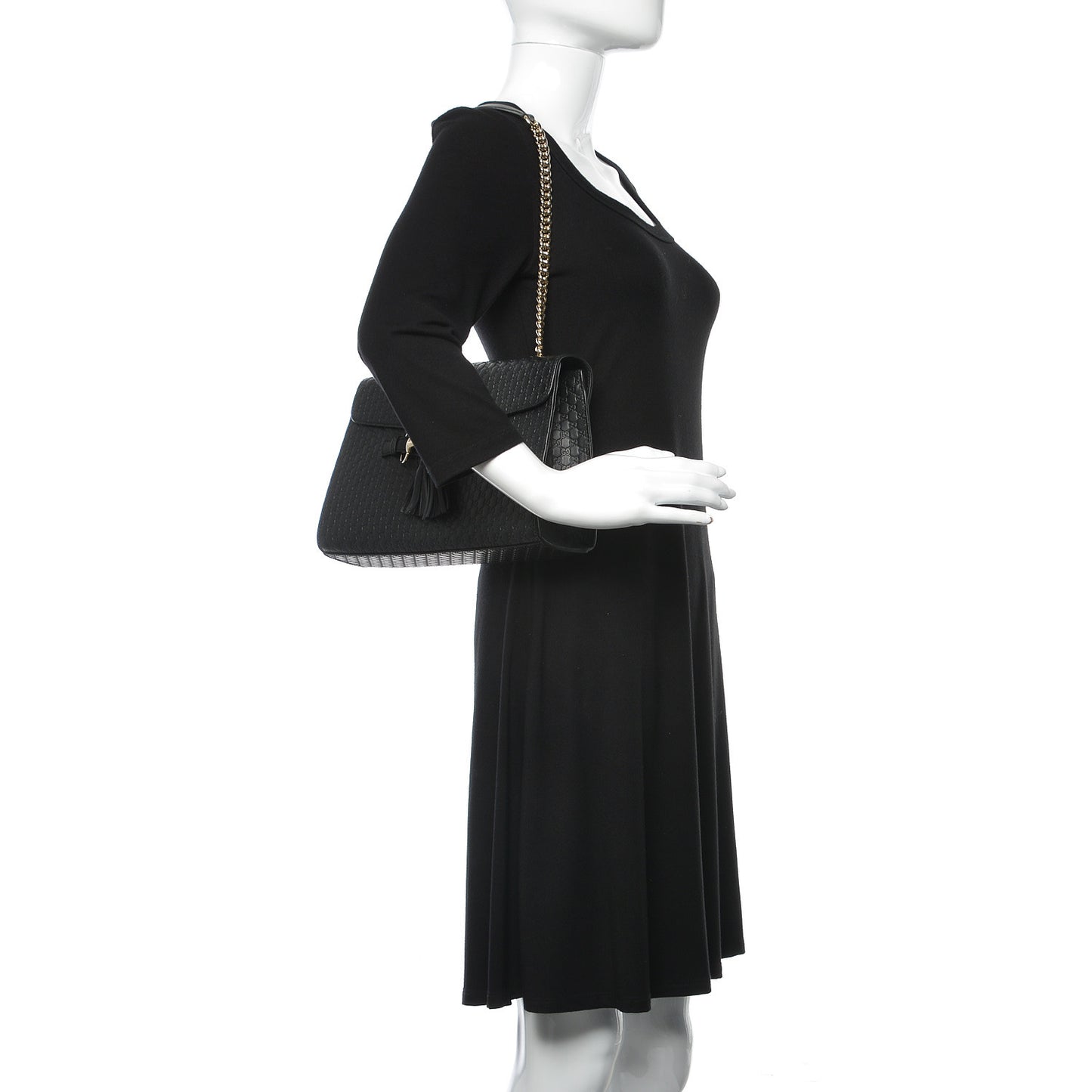 Microguccissima Medium Emily Chain Shoulder Bag Black