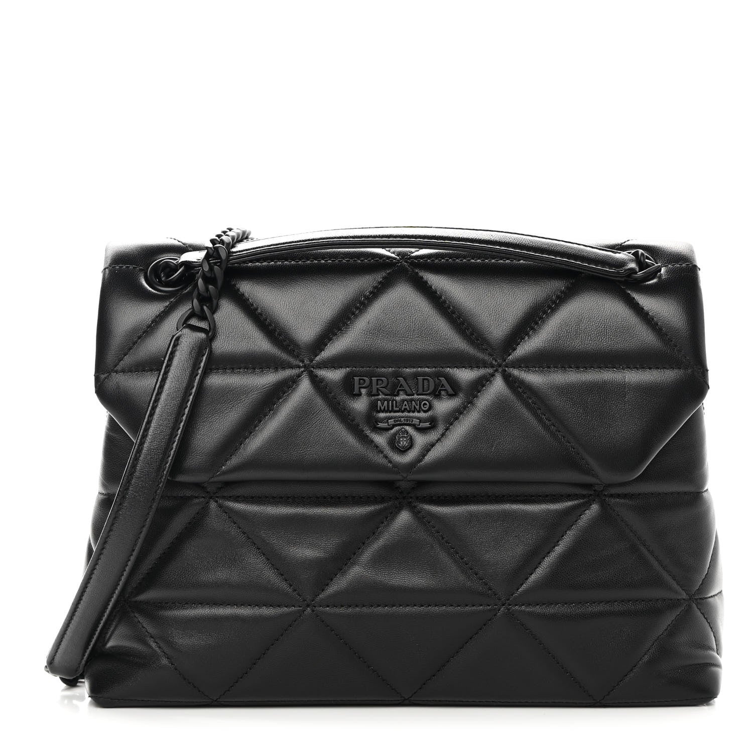 Prada Nappa Triangle Stitched Large Spectrum Bag Black 1 of 14