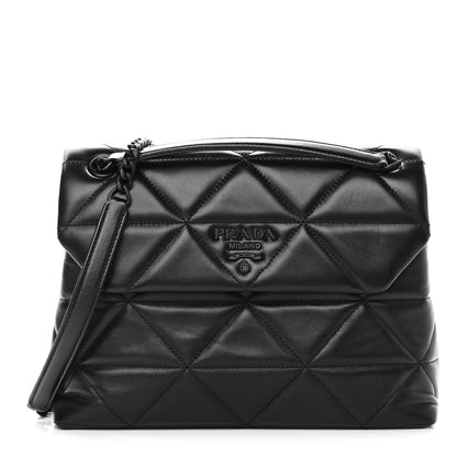 Prada Nappa Triangle Stitched Large Spectrum Bag Black 1 of 14