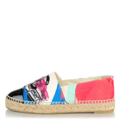 Chanel Fabric Patent CC Espadrilles 37 Multicolor Black 1 of 8