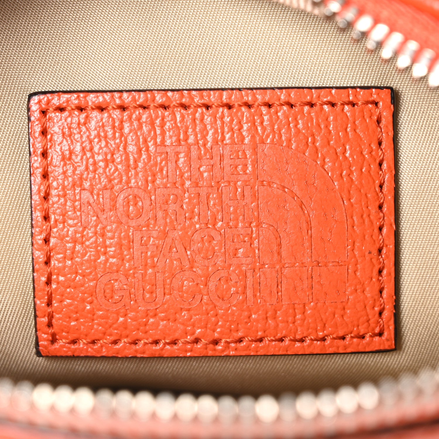 Gucci X THE NORTH FACE Monogram Textured Dollar Calfskin Embroidered Belt Bag Beige Ebony Mystic White Deep Orange 6 of 10