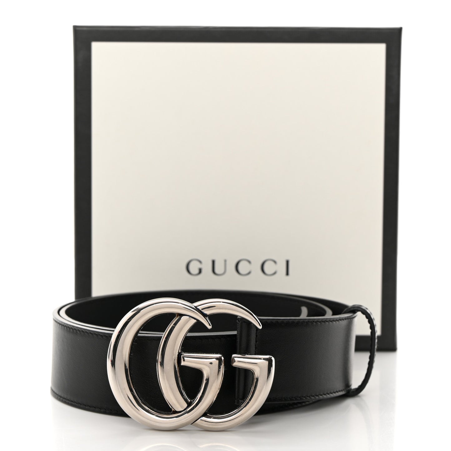 Plutone Calfskin Palladium Double G 40mm Belt 85 34 Black