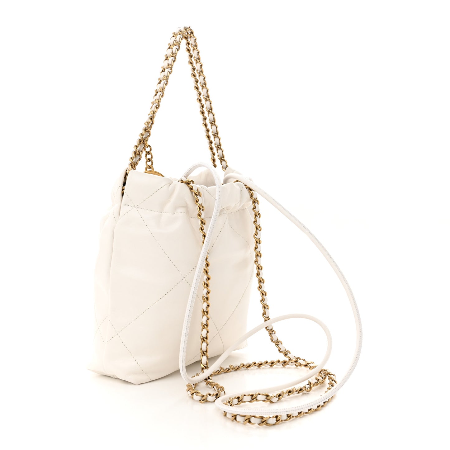 Shiny Calfskin Quilted Mini Chanel 22 White