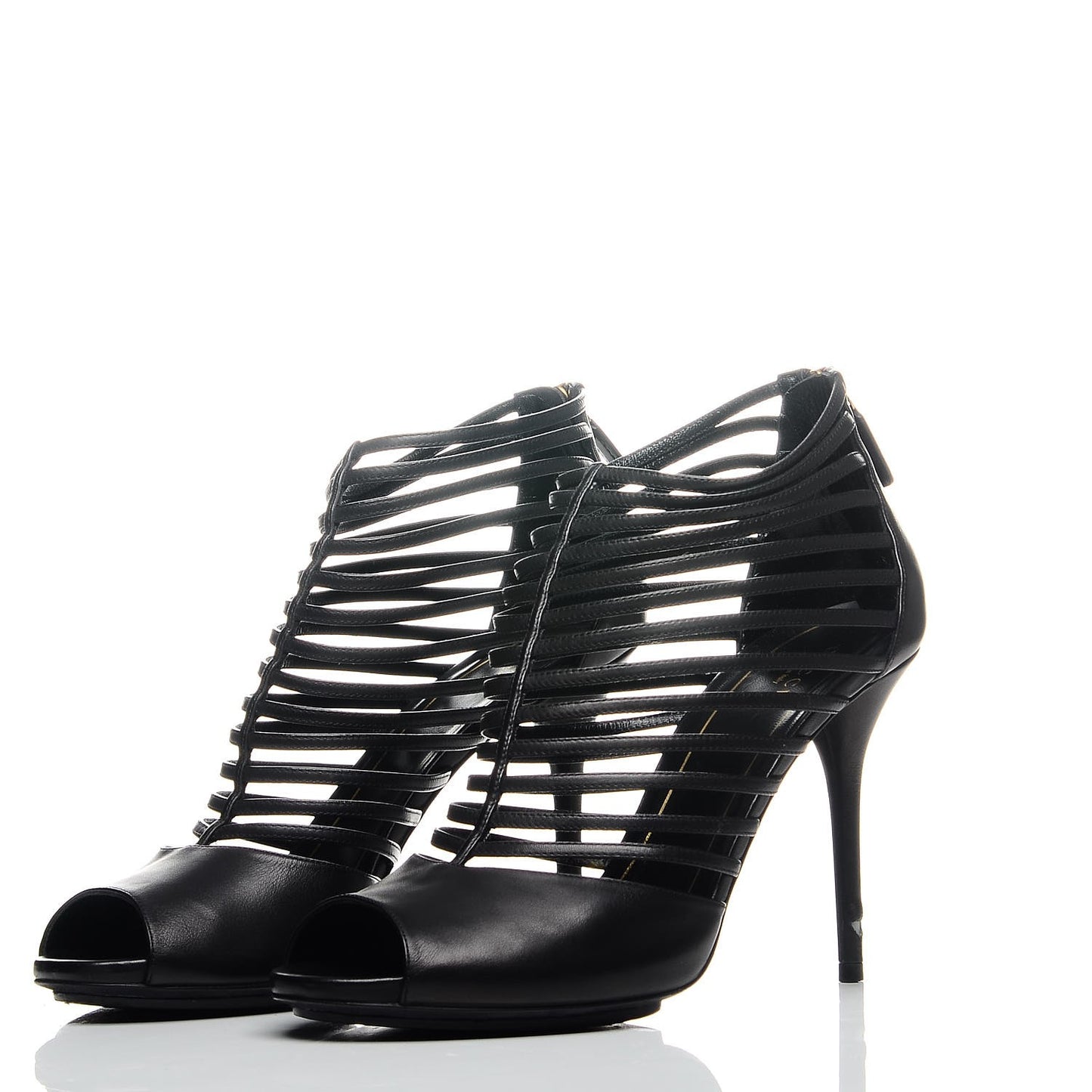 Saddle Soft Lux Peep Toe Caged Sandals 39 Black