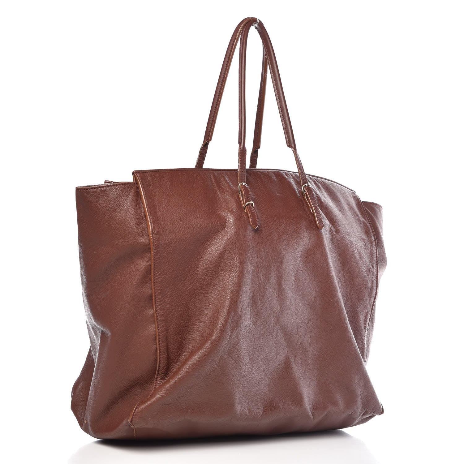 Balenciaga Calfskin Papier Flap Tote Castagna 3 of 20