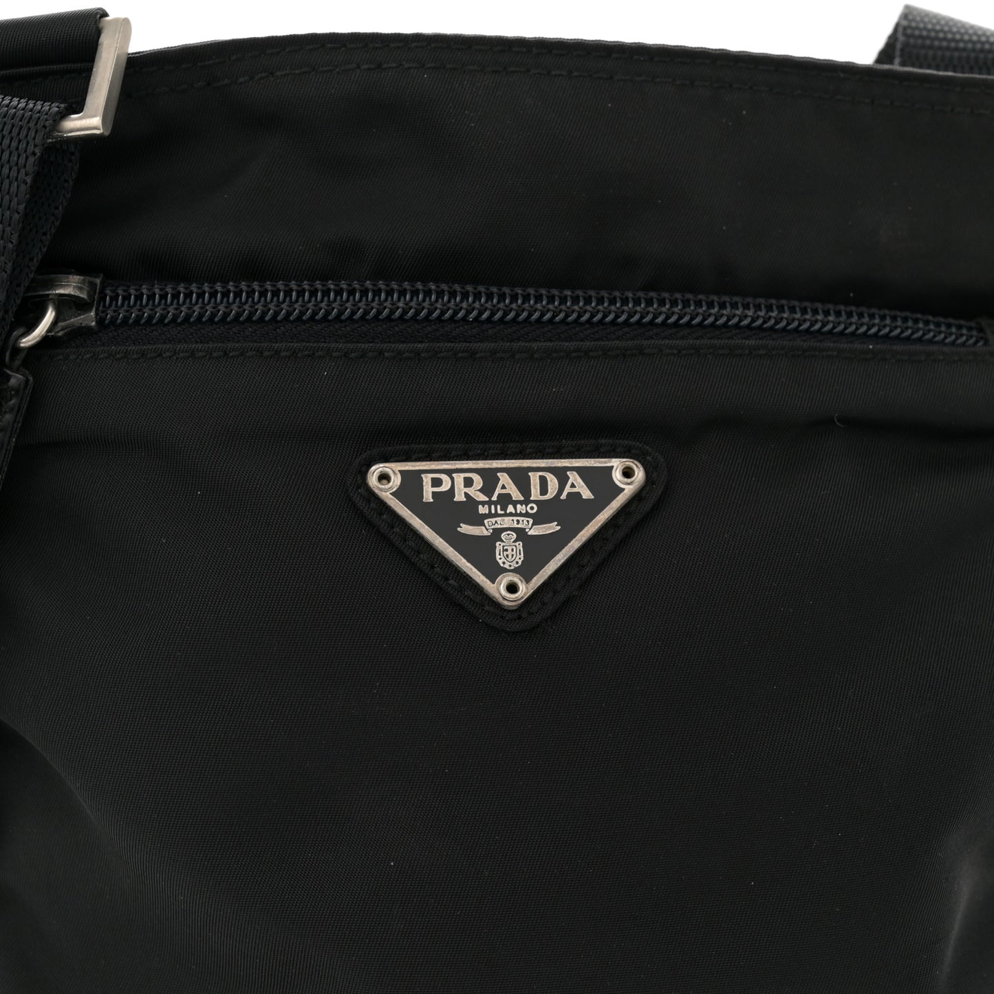 Nylon Small Flat Messenger Bag Black