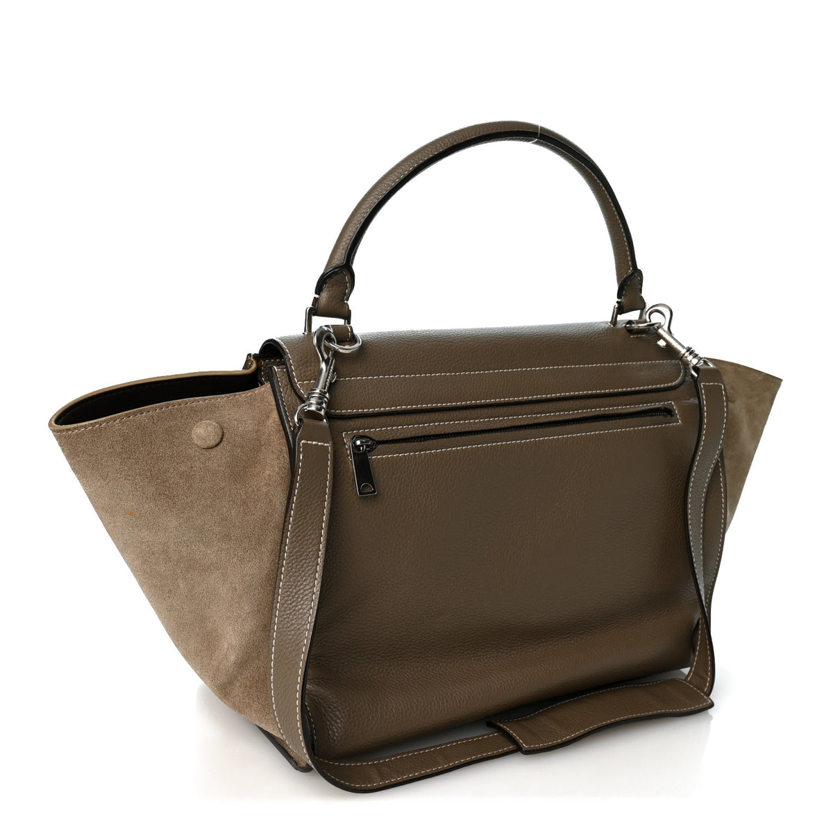 Drummed Calfskin Suede Medium Trapeze Souris