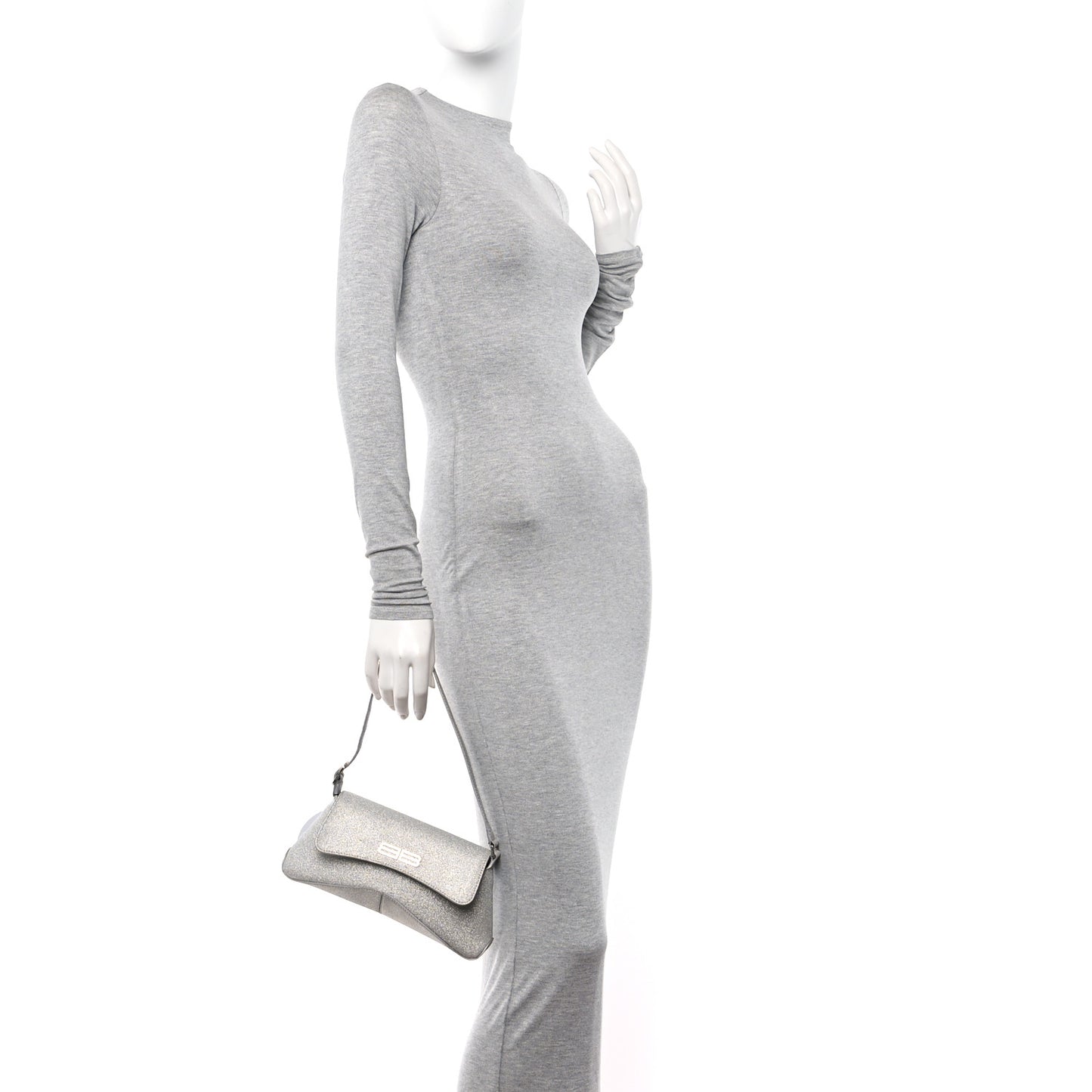 Sparkling Fabric Small XX Flap Stretch Bag Silver
