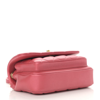 Chanel Calfskin Quilted Top Handle Flap Dark Pink 4 of 12