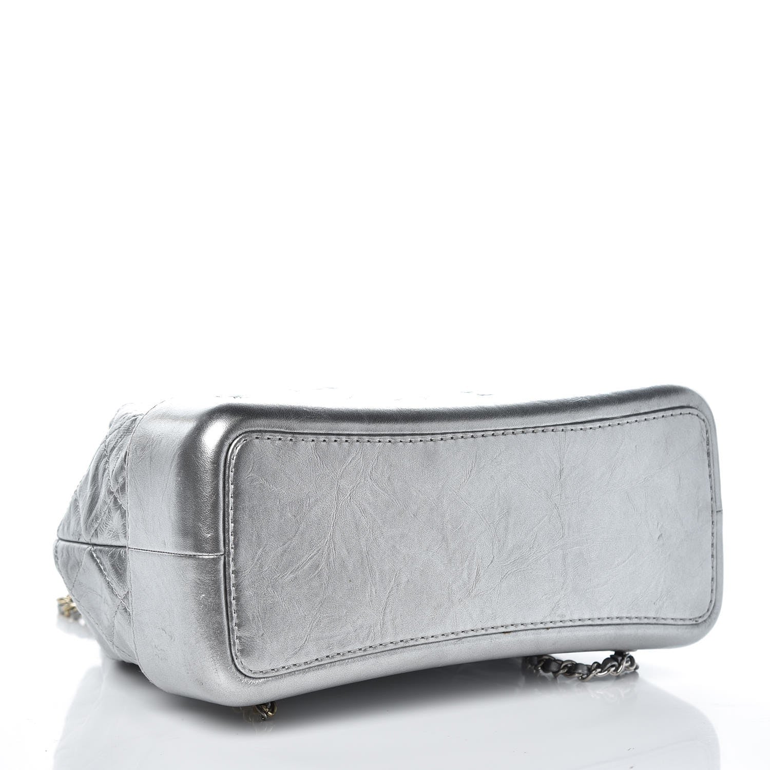 Chanel Metallic Crumpled Calfskin Quilted Gabrielle Backpack Silver 4 of 9