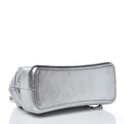 Chanel Metallic Crumpled Calfskin Quilted Gabrielle Backpack Silver 4 of 9
