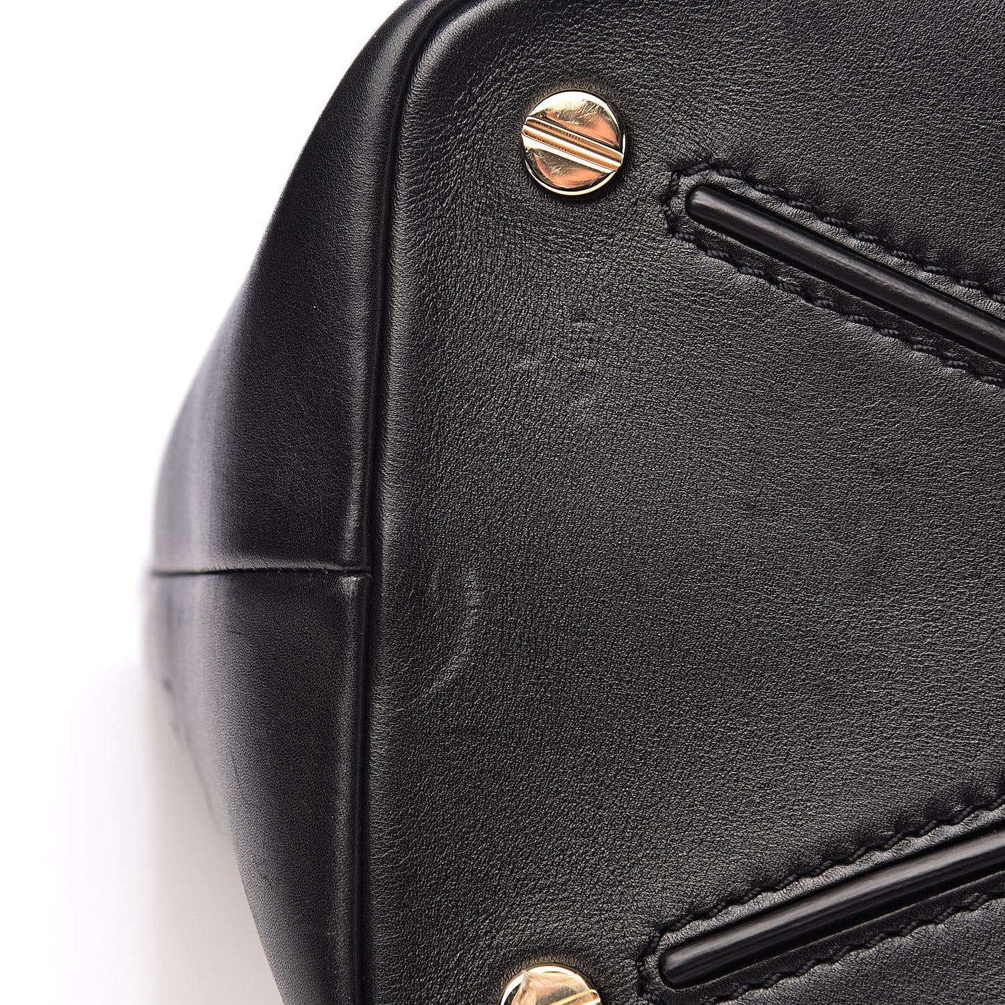 Calfskin Rockstud Medium Demilune Double Handle Satchel Black