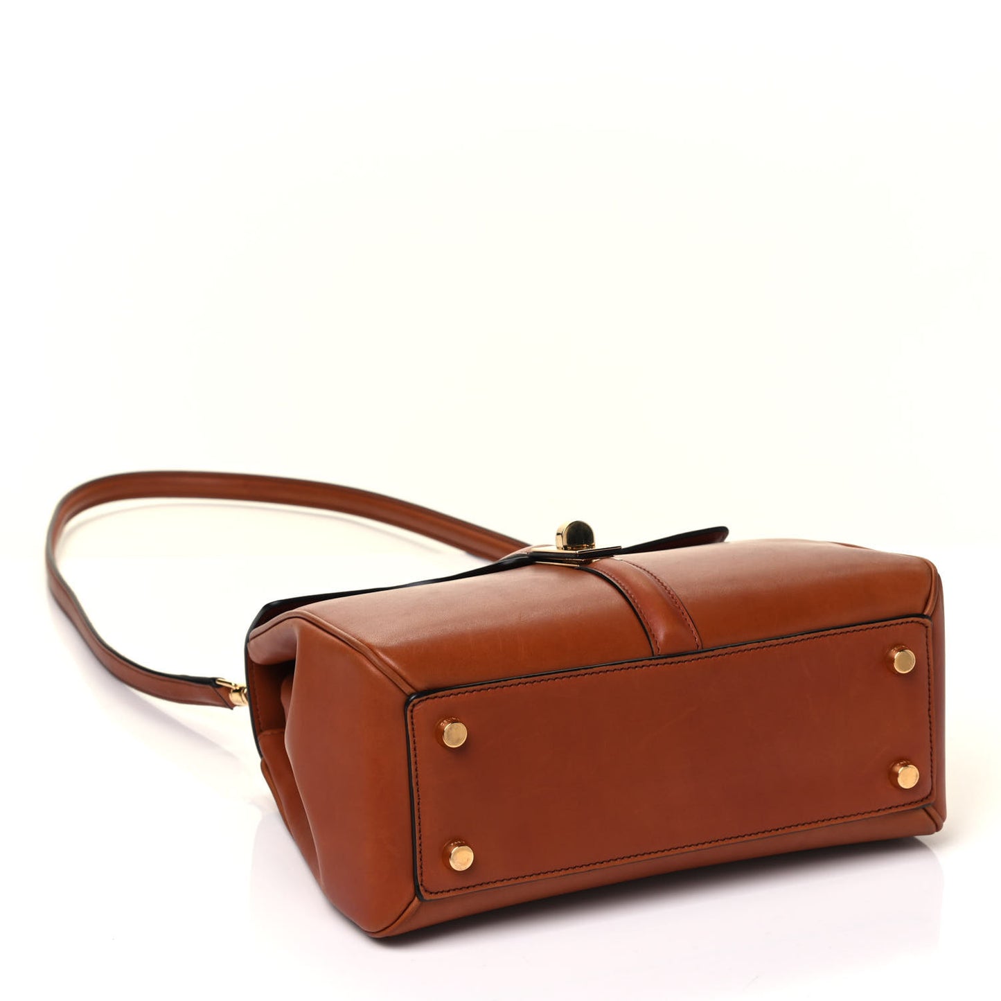 Satinated Calfskin Small 16 Top Handle Bag Tan
